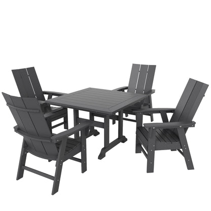 Ensemble de salle à manger d'extérieur Polytrends Shoreside, 5 pièces, carré, en polyester, respectueux de l'environnement, toutes saisons, avec fauteuils
