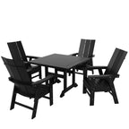 Ensemble de salle à manger d'extérieur Polytrends Shoreside, 5 pièces, carré, en polyester, respectueux de l'environnement, toutes saisons, avec fauteuils
