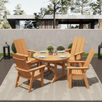 Ensemble de salle à manger d'extérieur Polytrends Shoreside, 5 pièces, carré, en polyester, respectueux de l'environnement, toutes saisons, avec fauteuils