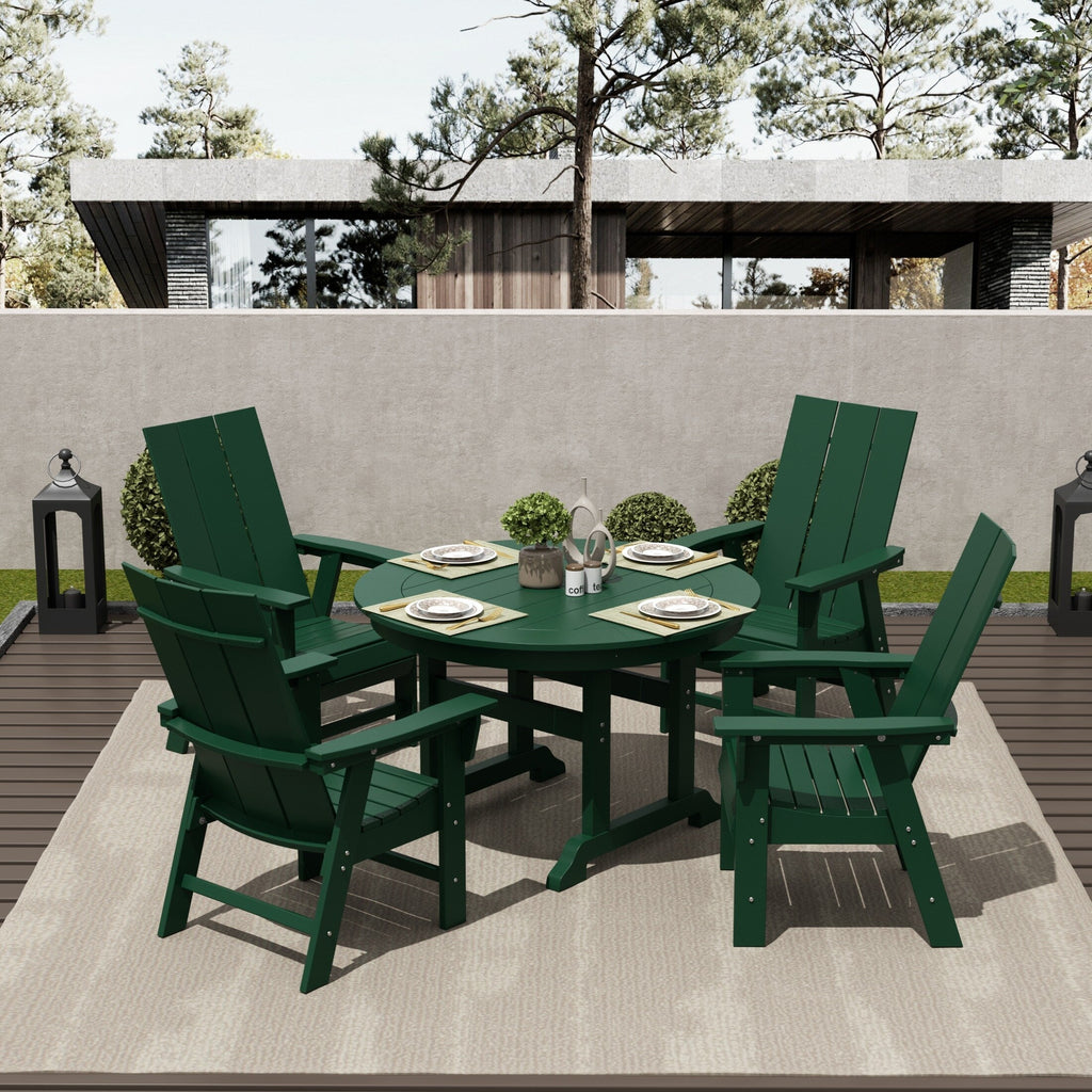 Ensemble de salle à manger d'extérieur Polytrends Shoreside, 5 pièces, carré, en polyester, respectueux de l'environnement, toutes saisons, avec fauteuils