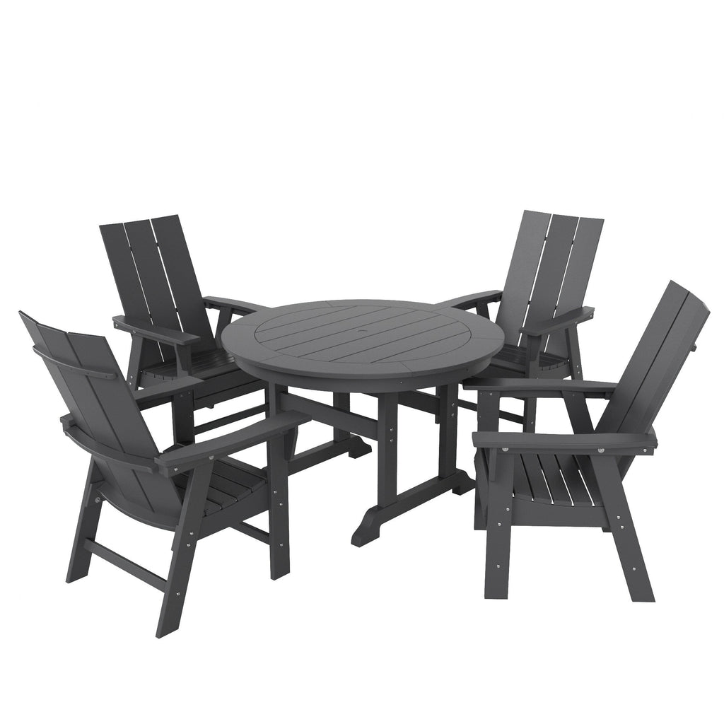 Ensemble de salle à manger d'extérieur Polytrends Shoreside, 5 pièces, carré, en polyester, respectueux de l'environnement, toutes saisons, avec fauteuils