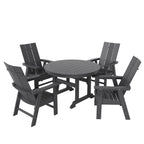 Ensemble de salle à manger d'extérieur Polytrends Shoreside, 5 pièces, carré, en polyester, respectueux de l'environnement, toutes saisons, avec fauteuils