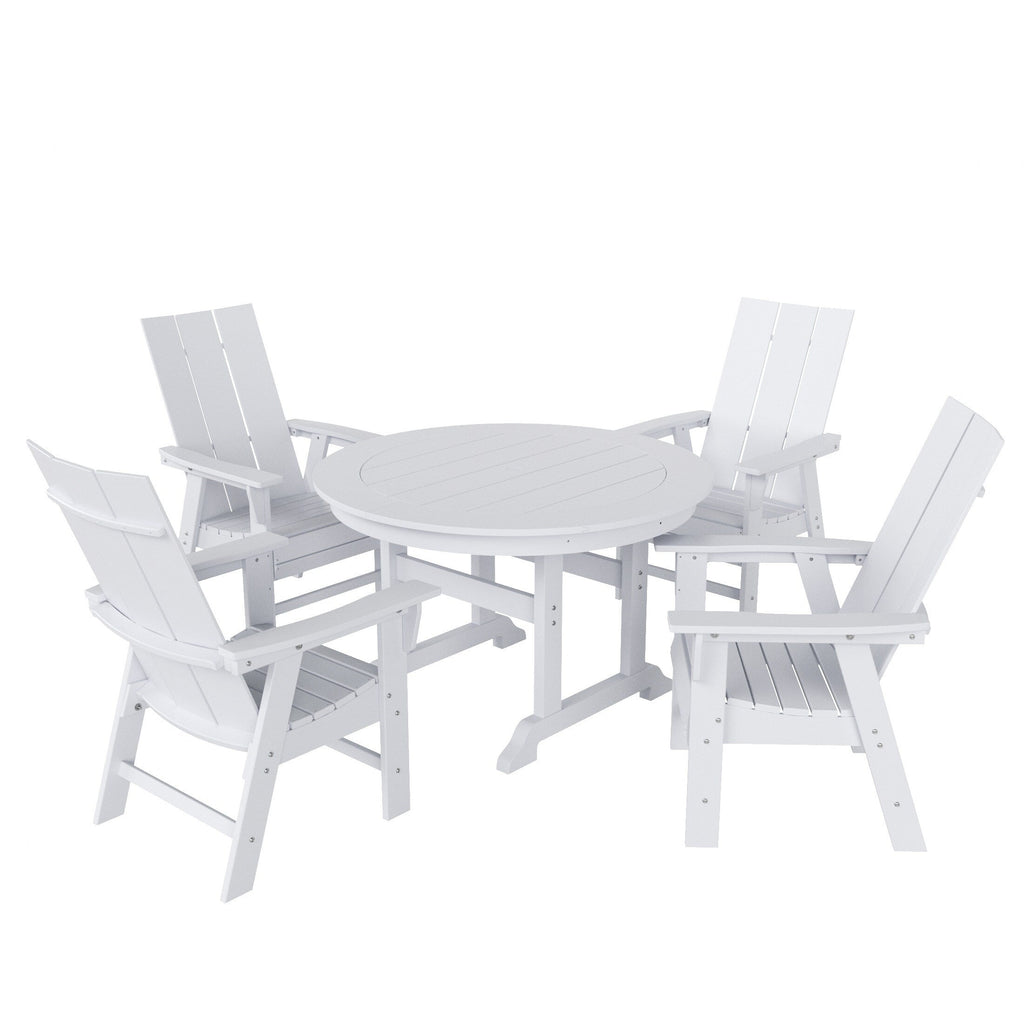 Ensemble de salle à manger d'extérieur Polytrends Shoreside, 5 pièces, carré, en polyester, respectueux de l'environnement, toutes saisons, avec fauteuils
