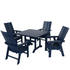 Ensemble de salle à manger d'extérieur Polytrends Shoreside, 5 pièces, carré, en polyester, respectueux de l'environnement, toutes saisons, avec fauteuils