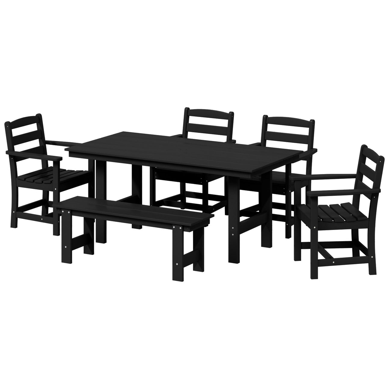 Ensemble de salle à manger Polytrends Shoreside 6 pièces avec fauteuils et banc