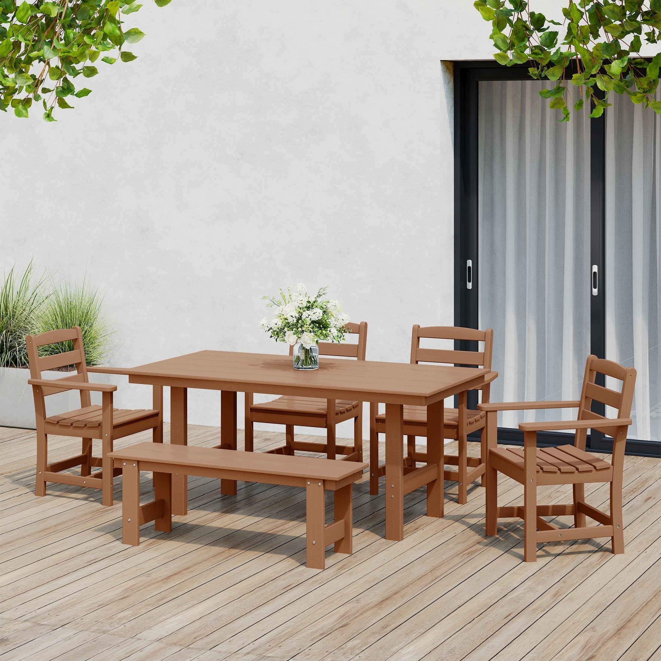 Ensemble de salle à manger Polytrends Shoreside 6 pièces avec fauteuils et banc