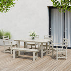 Ensemble de salle à manger Polytrends Shoreside 6 pièces avec fauteuils et banc