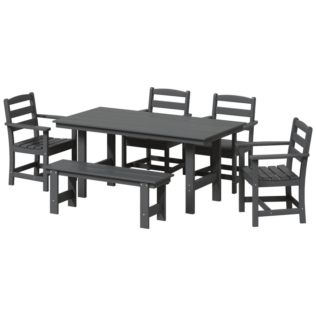 Ensemble de salle à manger Polytrends Shoreside 6 pièces avec fauteuils et banc