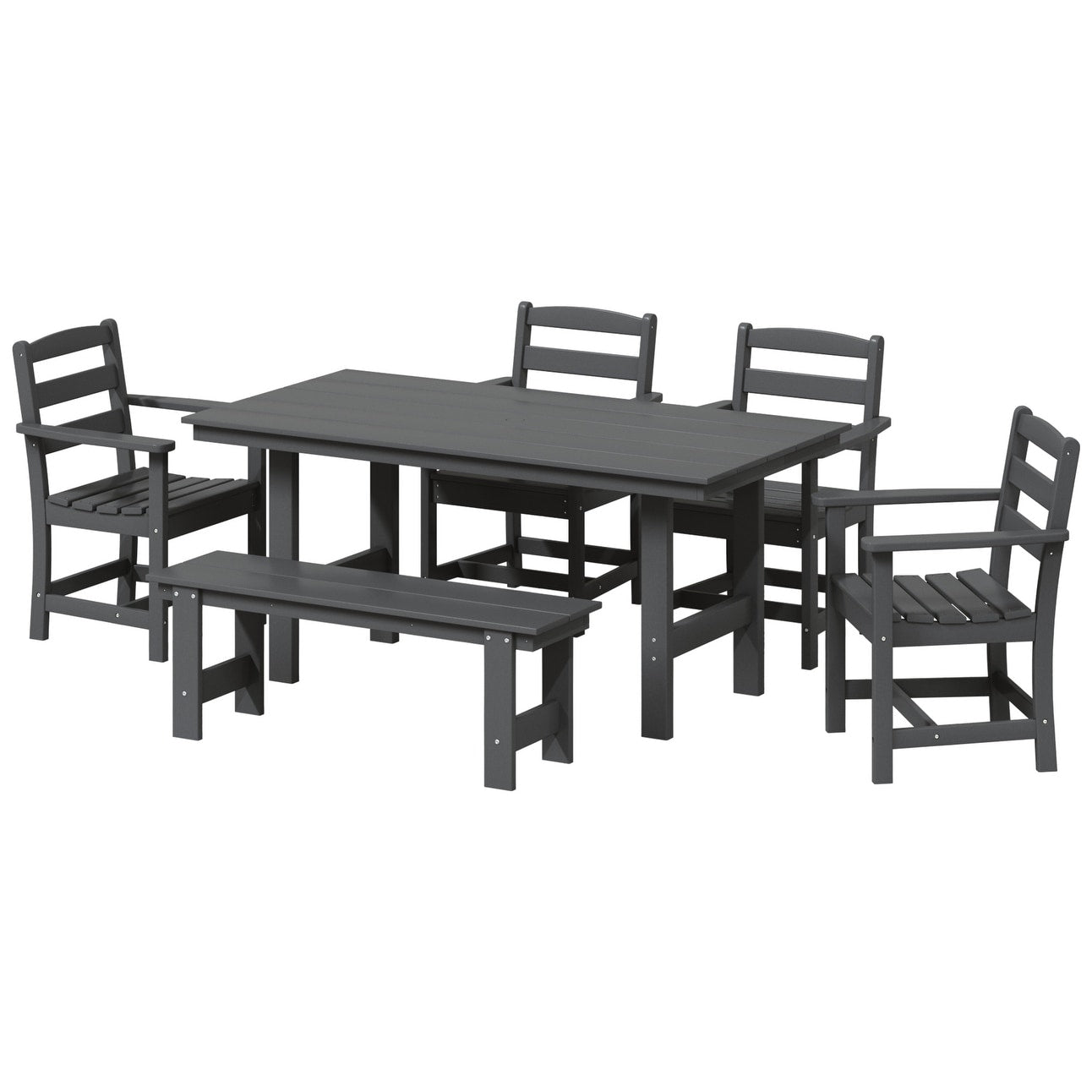 Ensemble de salle à manger Polytrends Shoreside 6 pièces avec fauteuils et banc