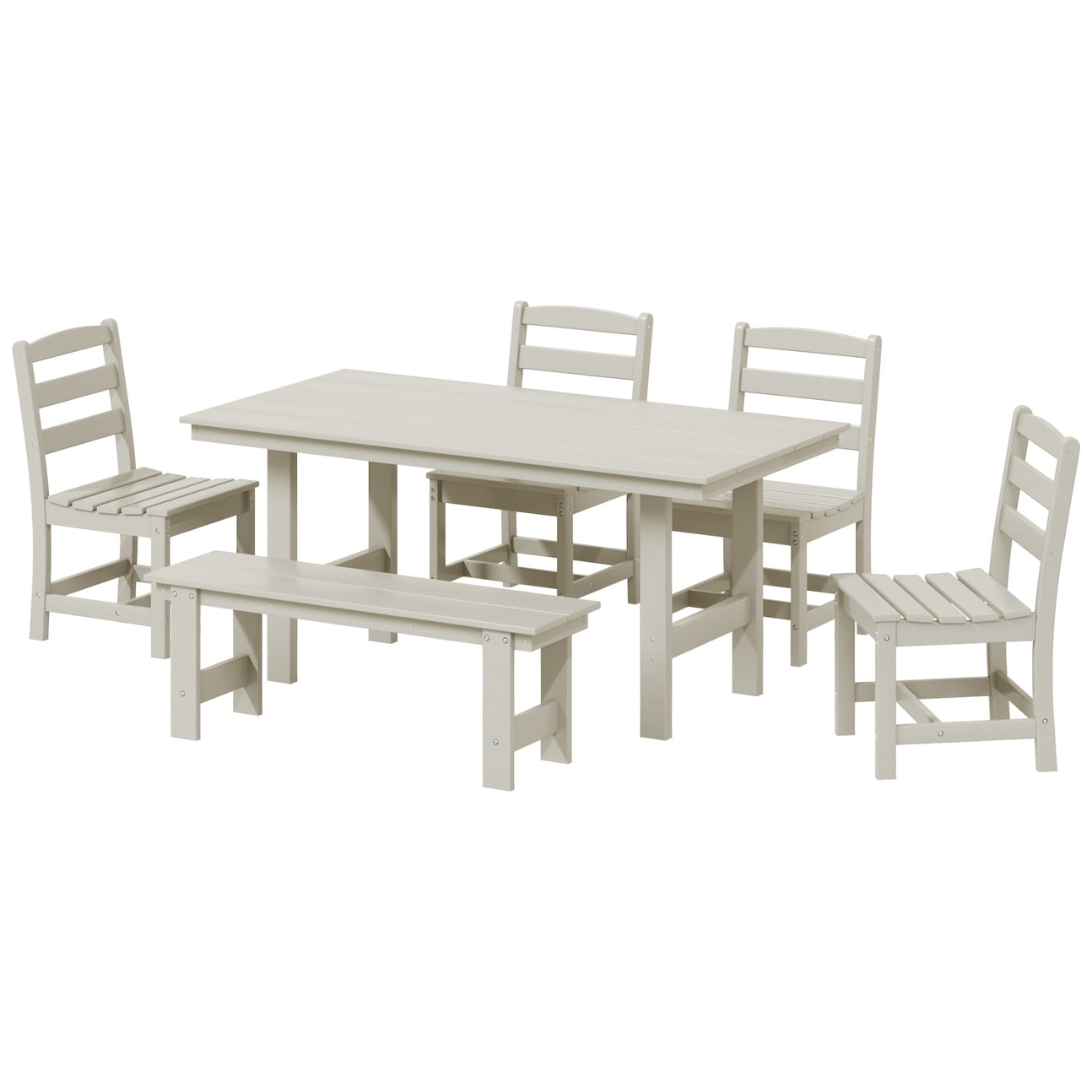 Ensemble de salle à manger Polytrends Shoreside 6 pièces avec chaises et banc
