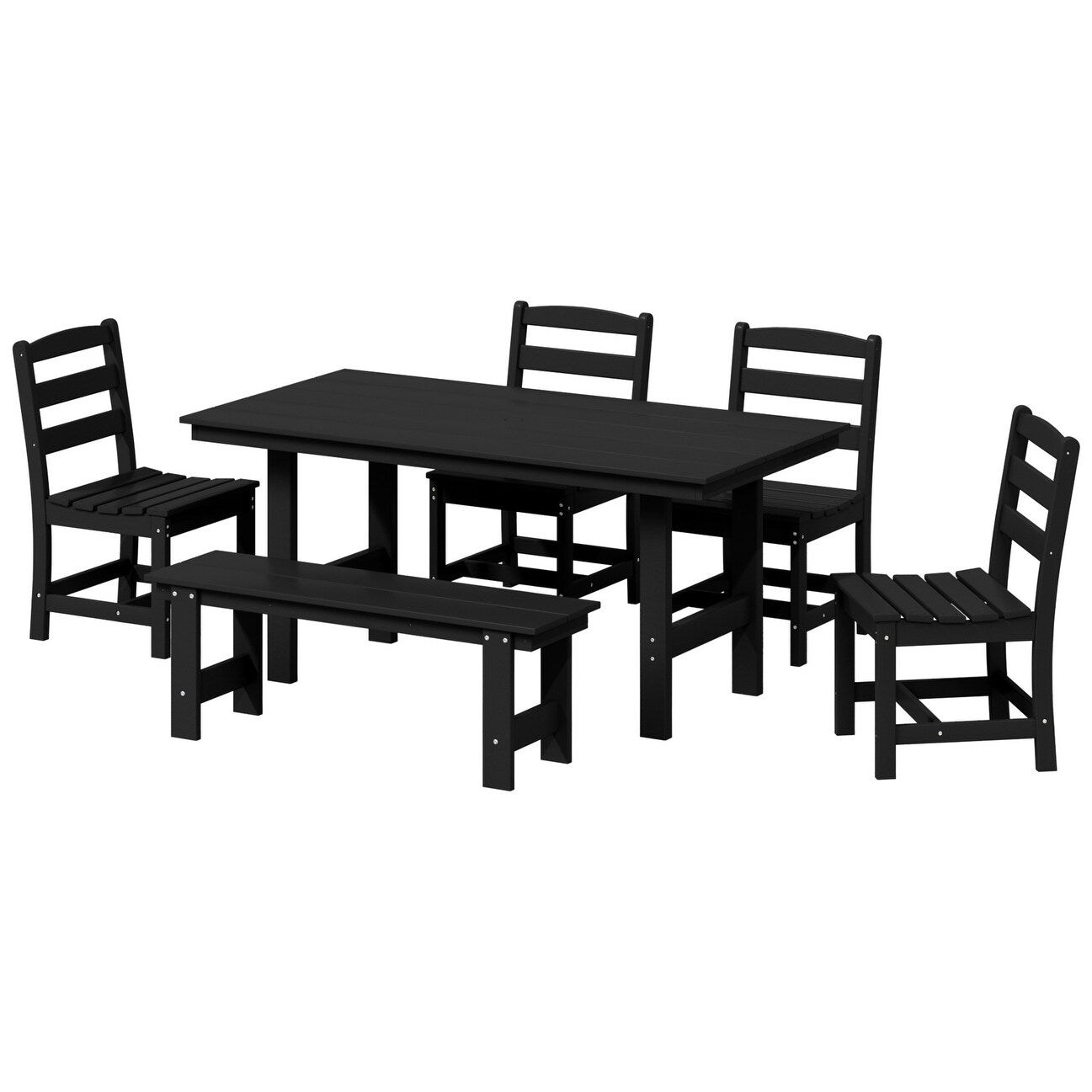 Ensemble de salle à manger Polytrends Shoreside 6 pièces avec chaises et banc