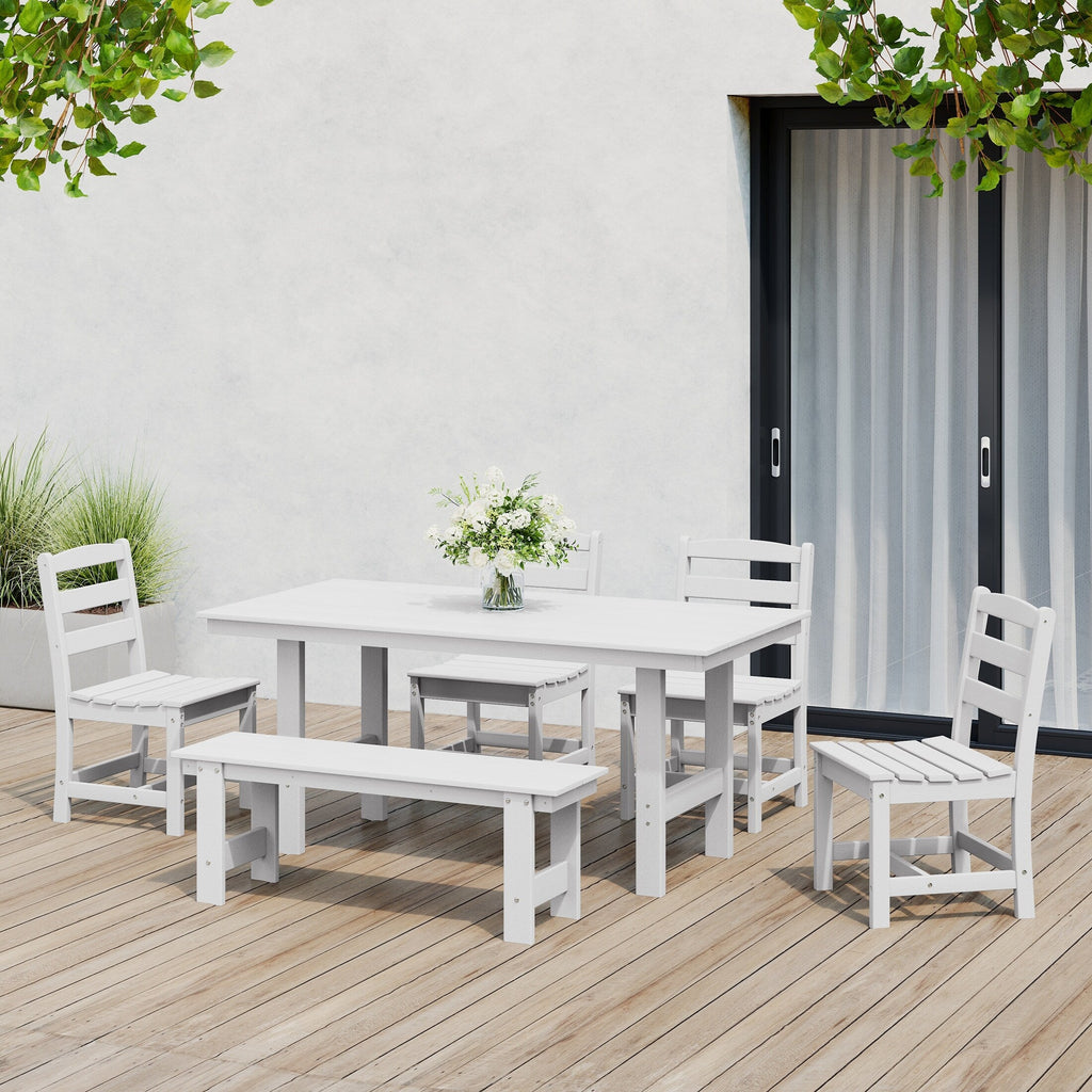 Ensemble de salle à manger Polytrends Shoreside 6 pièces avec chaises et banc
