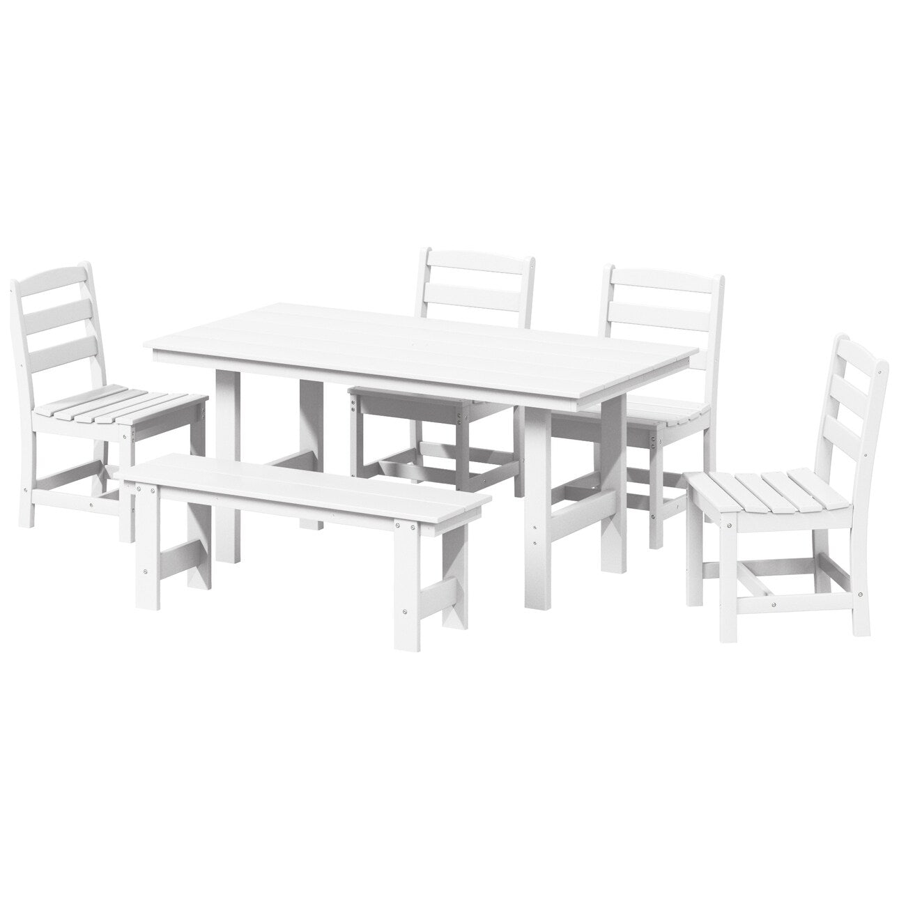 Ensemble de salle à manger Polytrends Shoreside 6 pièces avec chaises et banc