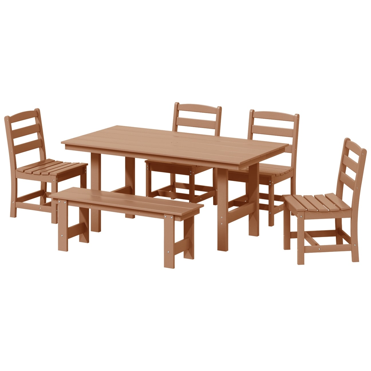 Ensemble de salle à manger Polytrends Shoreside 6 pièces avec chaises et banc