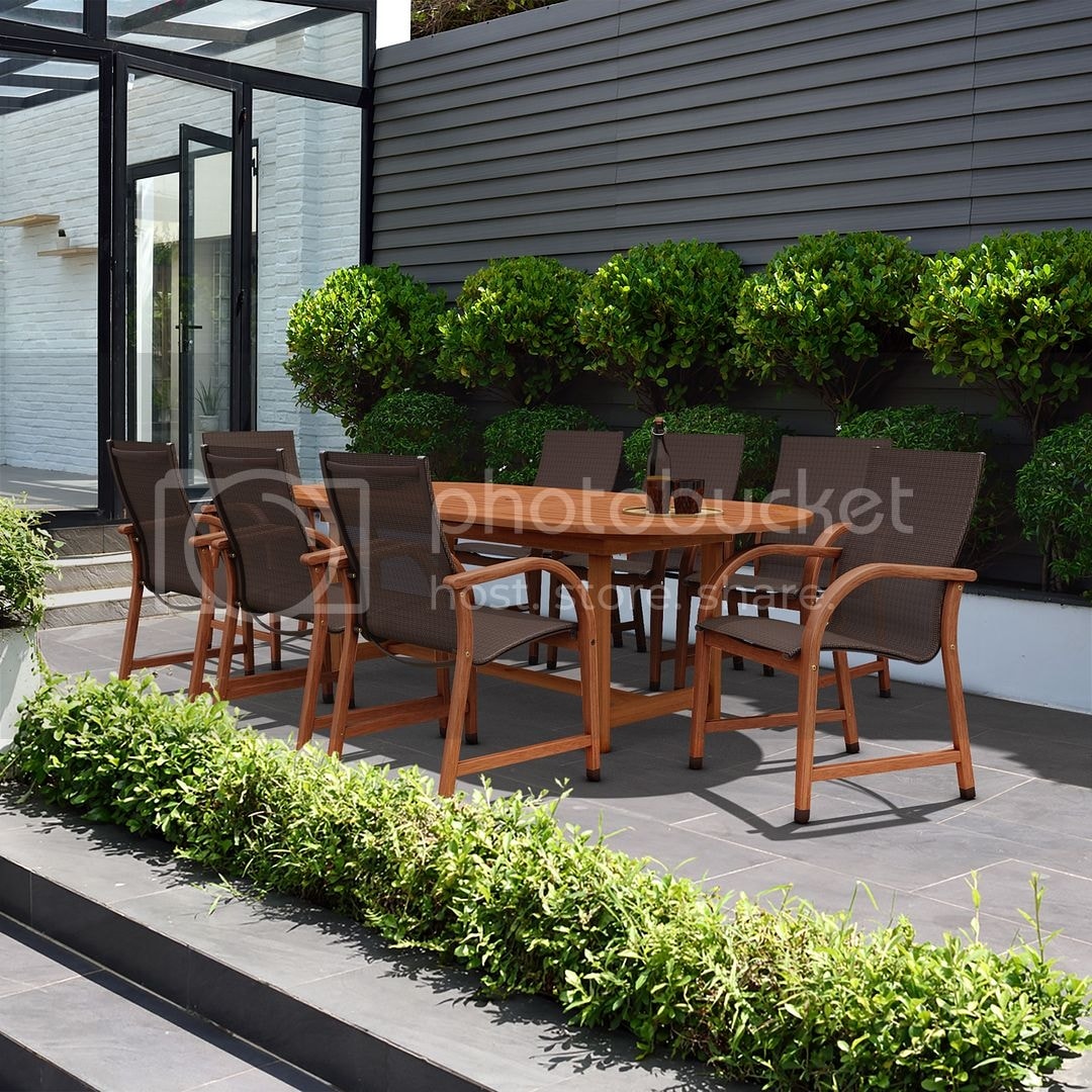 Ensemble de salle à manger d'extérieur ovale extensible de 9 pièces - 9 pièces