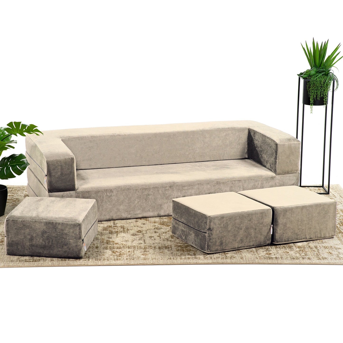 Canapé-lit convertible California King et poufs Porch &amp; Den