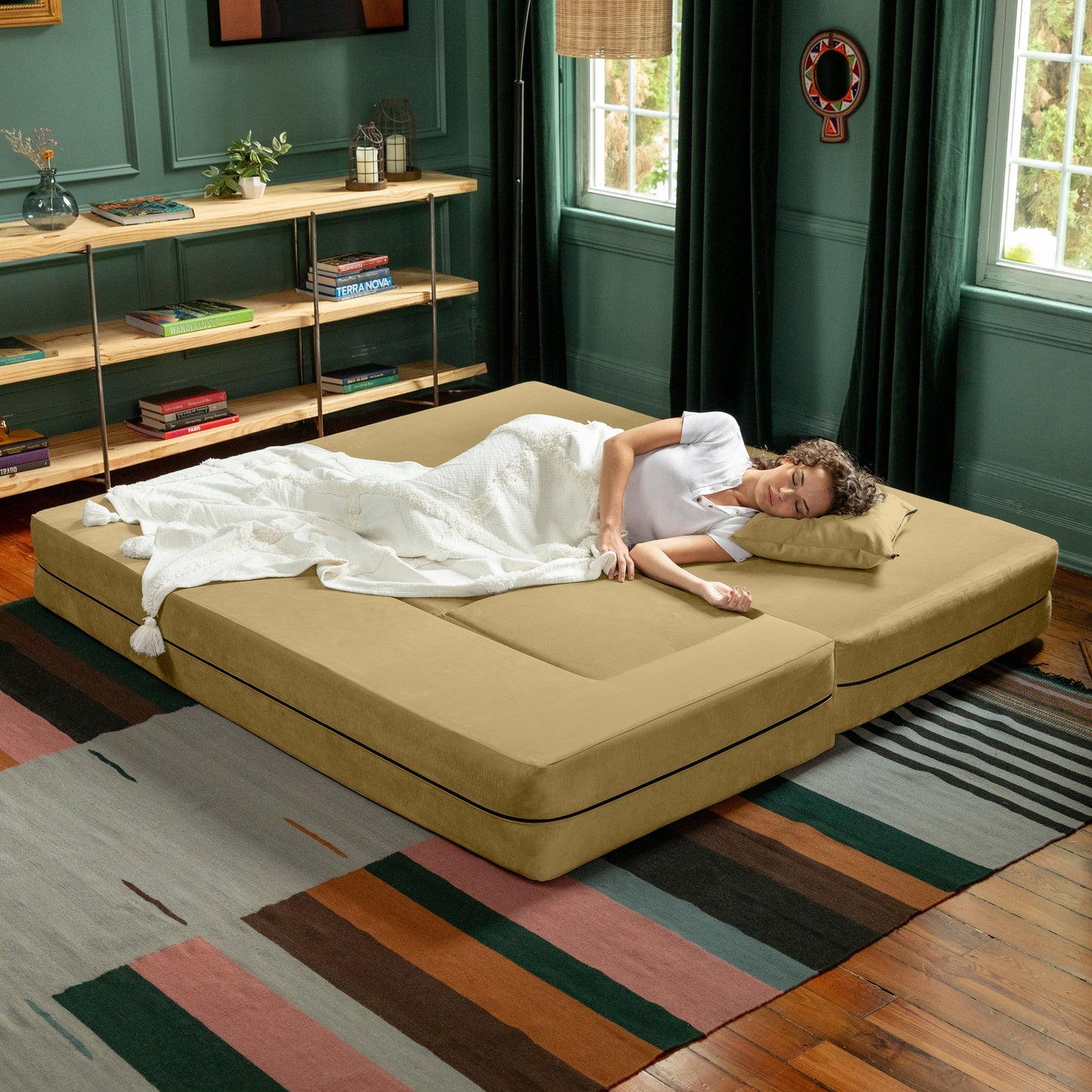Canapé-lit convertible California King et poufs Porch &amp; Den