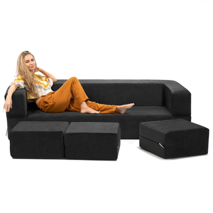 Canapé-lit convertible California King et poufs Porch &amp; Den