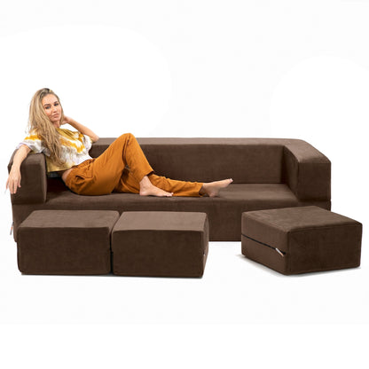 Canapé-lit convertible California King et poufs Porch &amp; Den