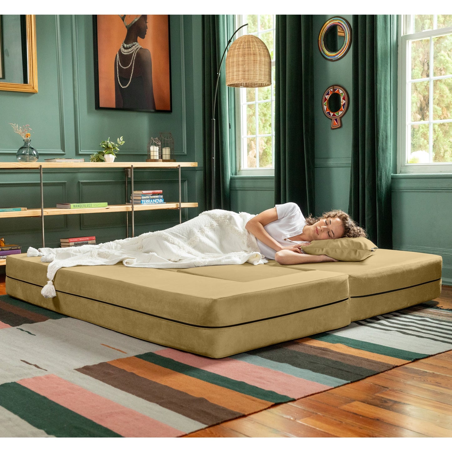 Canapé-lit convertible California King et poufs Porch &amp; Den