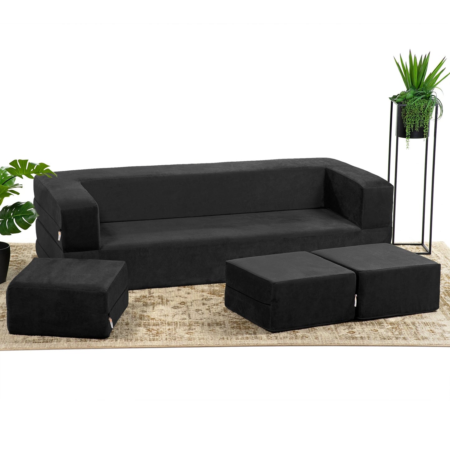 Canapé-lit convertible California King et poufs Porch &amp; Den
