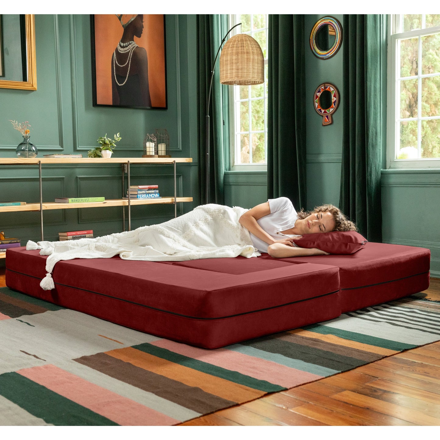 Canapé-lit convertible California King et poufs Porch &amp; Den