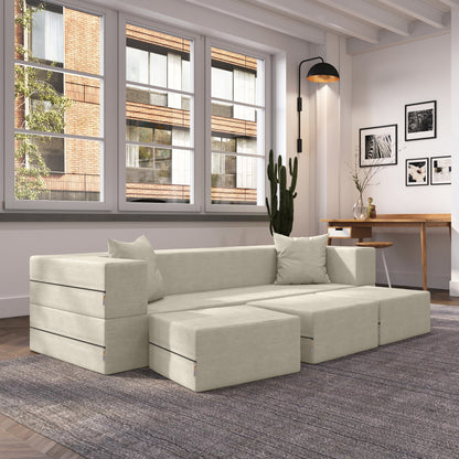 Canapé-lit convertible California King et poufs Porch &amp; Den