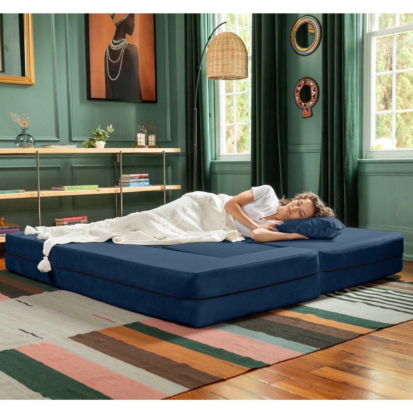 Canapé-lit convertible California King et poufs Porch &amp; Den