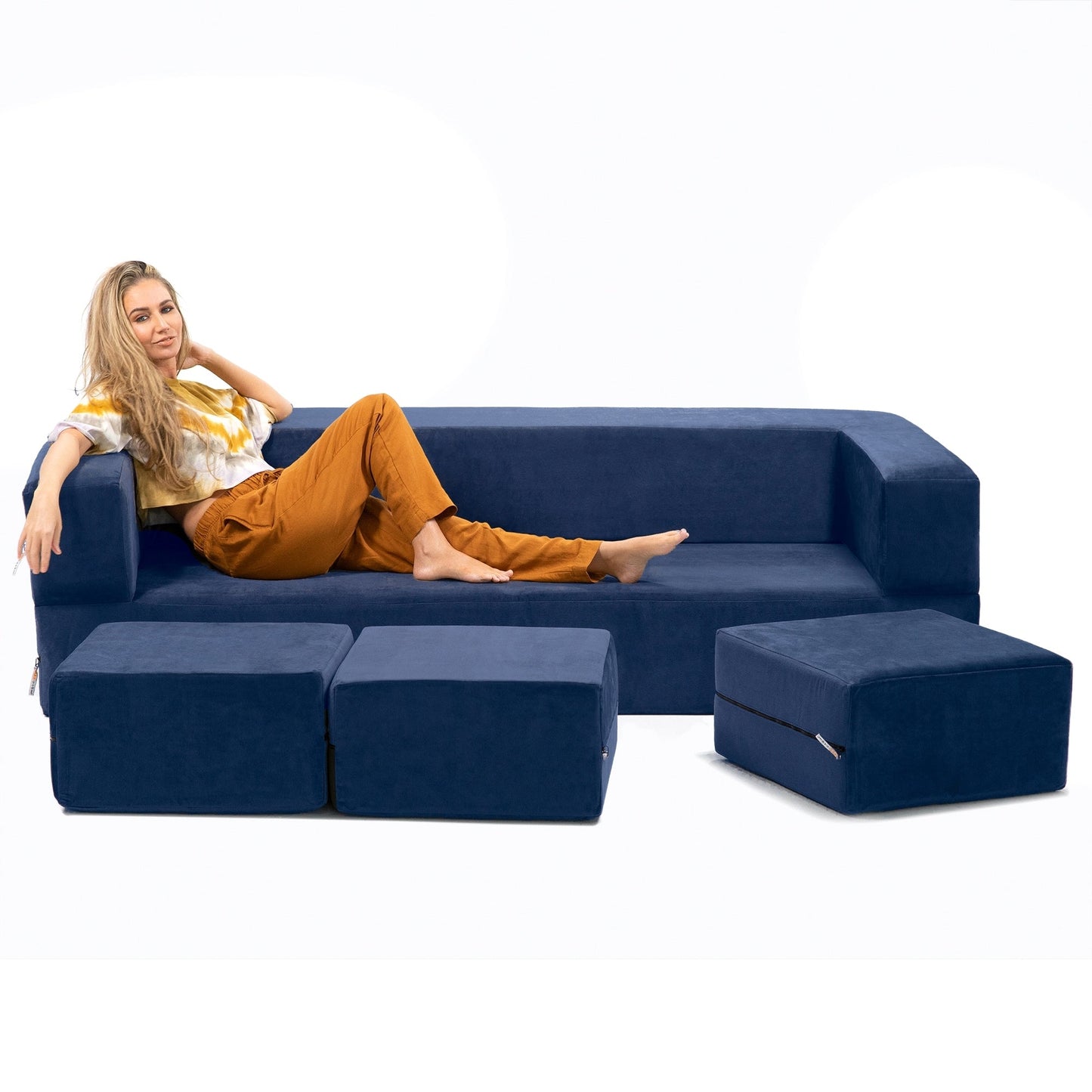 Canapé-lit convertible California King et poufs Porch &amp; Den