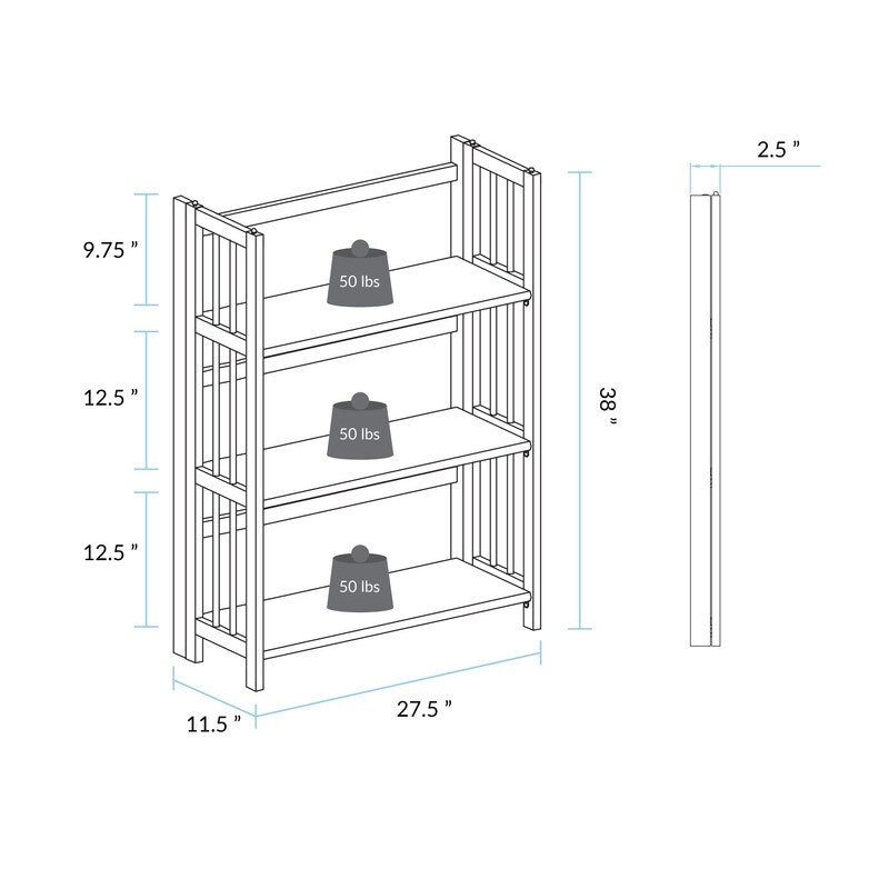 Bibliothèque empilable pliante en bois massif 100 % Edgemont de Porch &amp; Den de 27,5 pouces