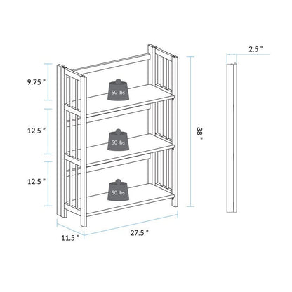 Bibliothèque empilable pliante en bois massif 100 % Edgemont de Porch &amp; Den de 27,5 pouces