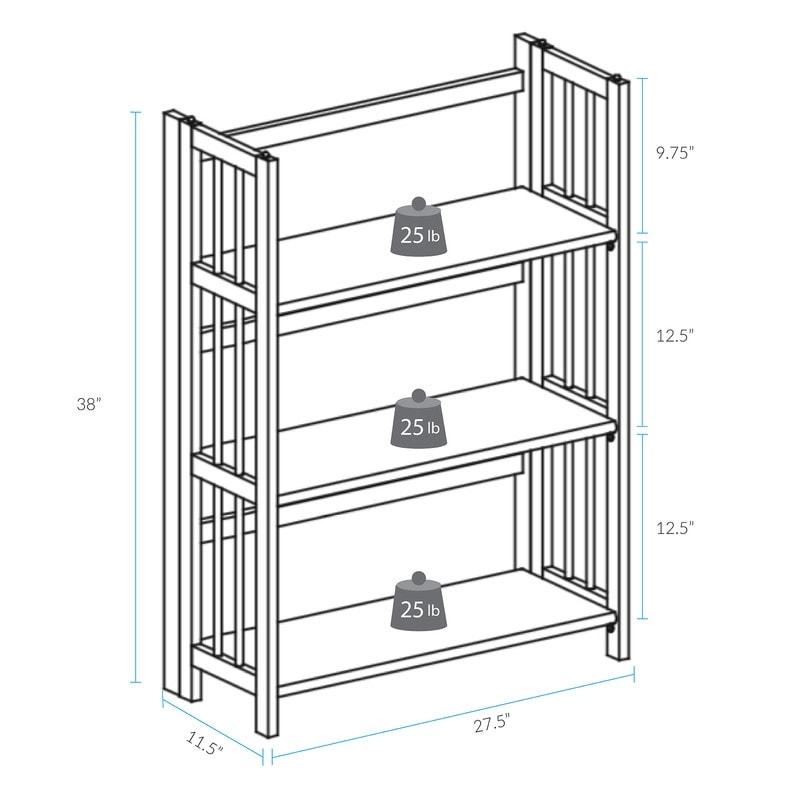 Bibliothèque empilable pliante en bois massif 100 % Edgemont de Porch &amp; Den de 27,5 pouces