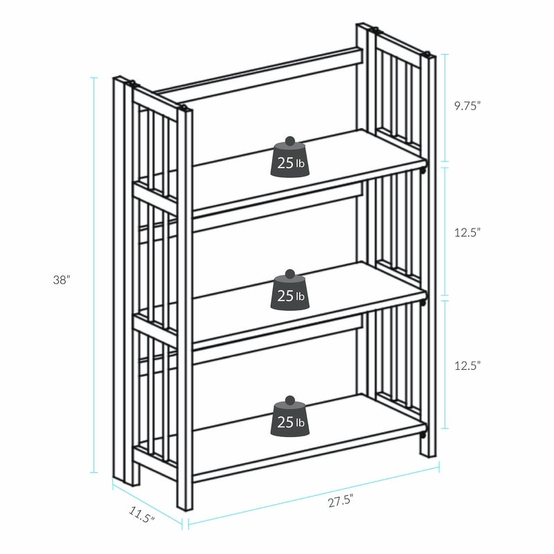 Bibliothèque empilable pliante en bois massif 100 % Edgemont de Porch &amp; Den de 27,5 pouces