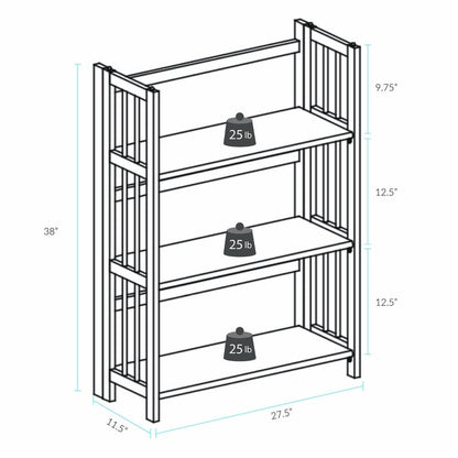Bibliothèque empilable pliante en bois massif 100 % Edgemont de Porch &amp; Den de 27,5 pouces