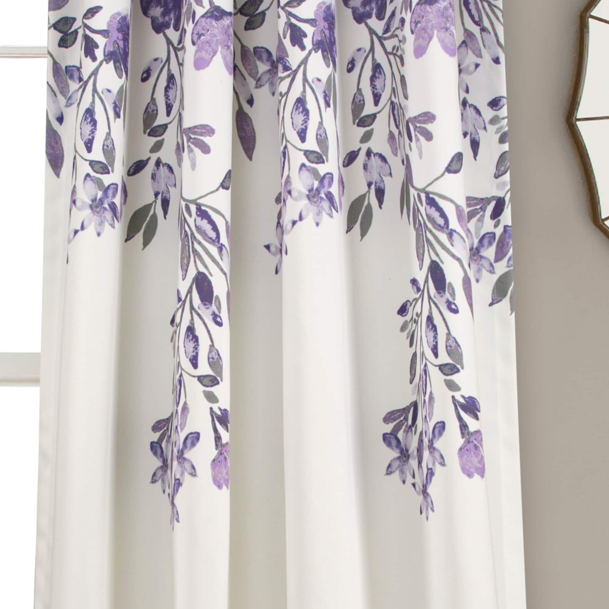 Paire de rideaux occultants à motif floral Elcaro pour porche et salle à manger