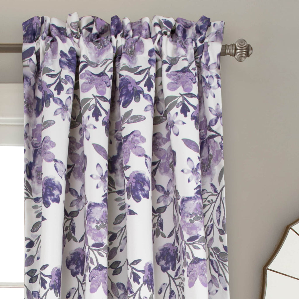 Paire de rideaux occultants à motif floral Elcaro pour porche et salle à manger