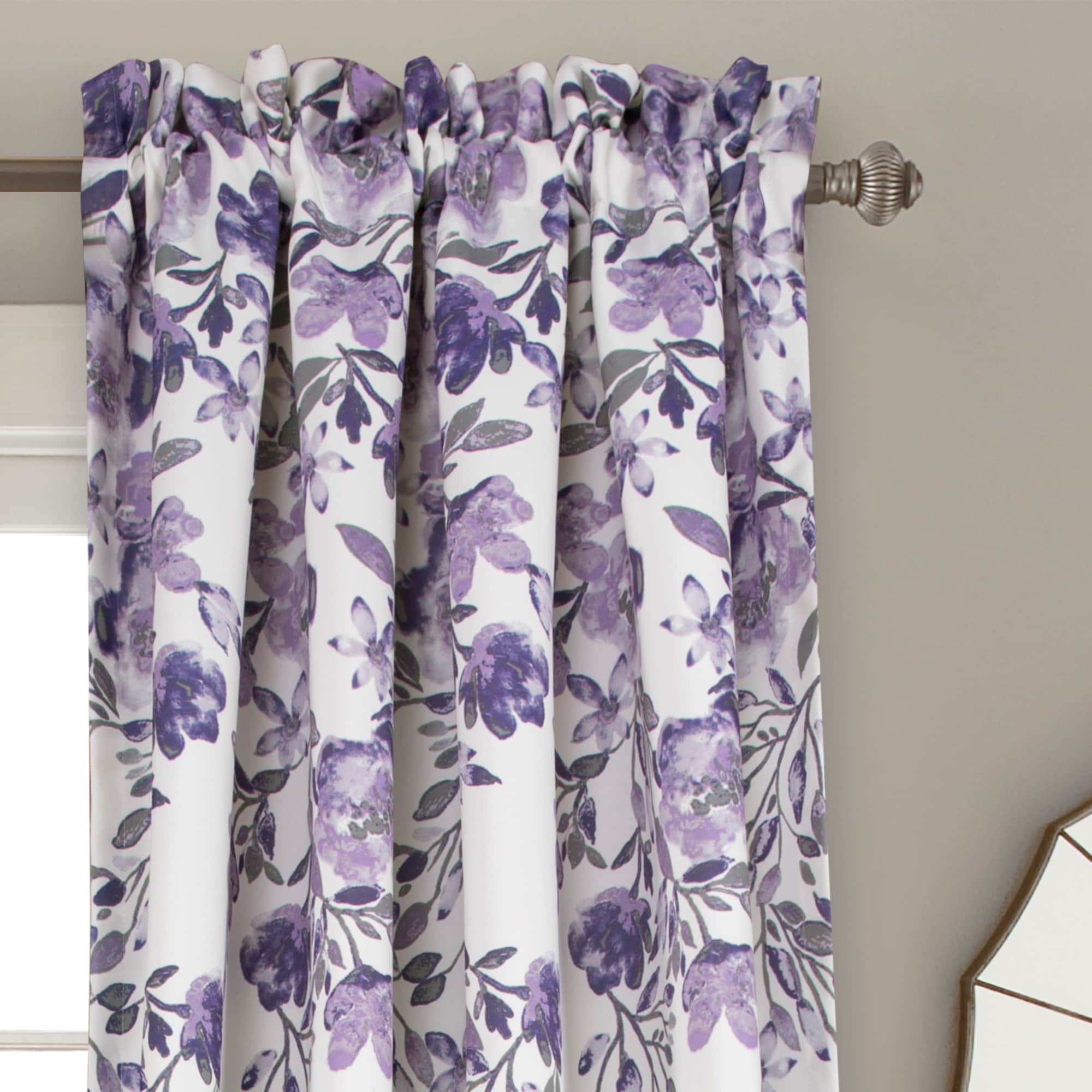 Paire de rideaux occultants à motif floral Elcaro pour porche et salle à manger