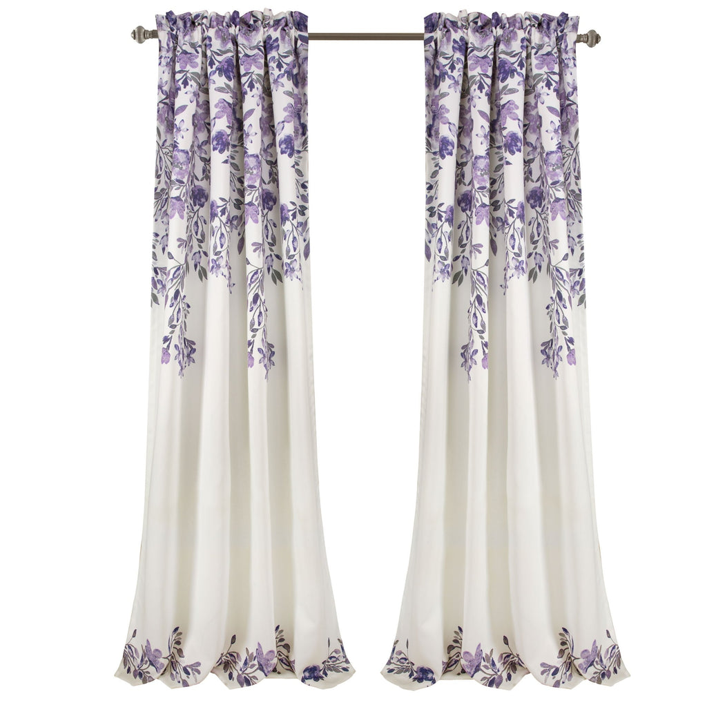 Paire de rideaux occultants à motif floral Elcaro pour porche et salle à manger