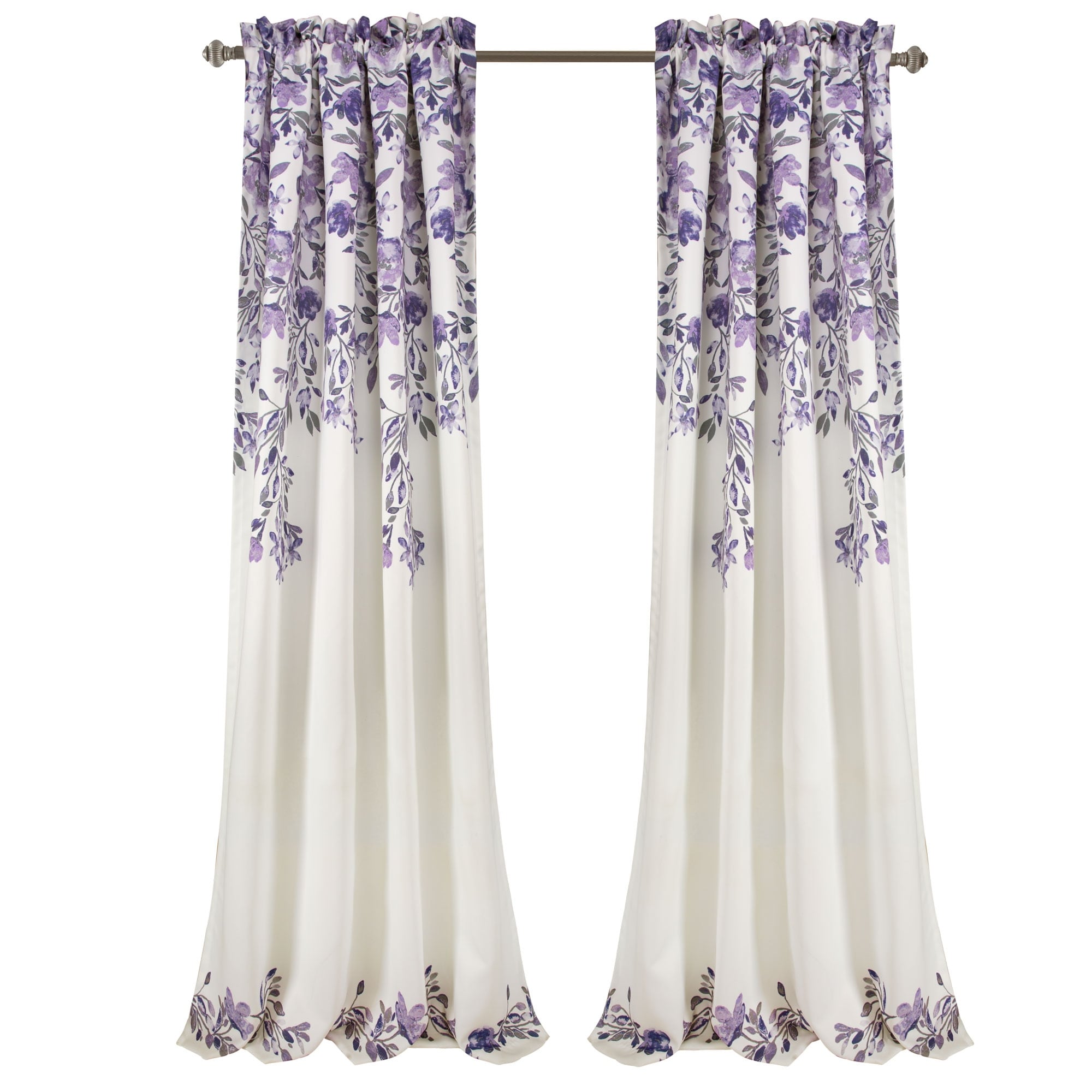 Paire de rideaux occultants à motif floral Elcaro pour porche et salle à manger
