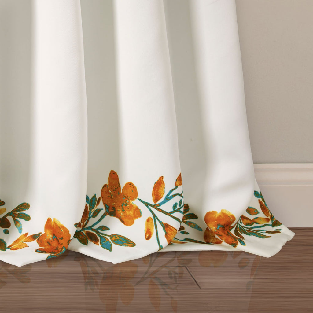 Paire de rideaux occultants à motif floral Elcaro pour porche et salle à manger