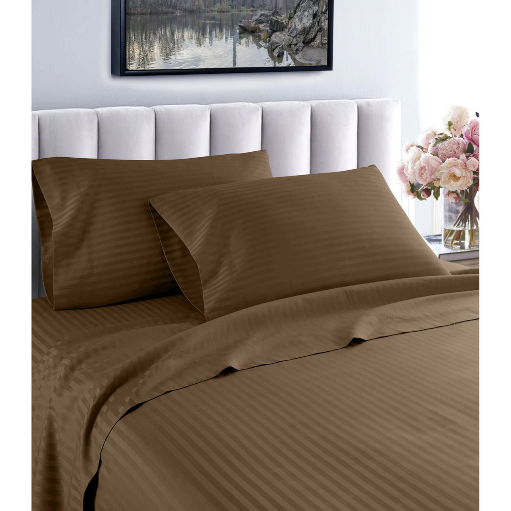 Parure de lit à rayures en coton égyptien 1 200 fils avec poche profonde Home Sweet Home Dream