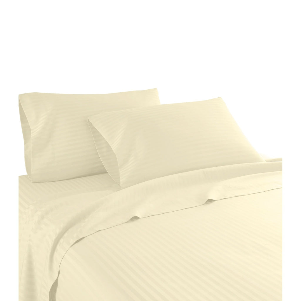 Parure de lit à rayures en coton égyptien 1 200 fils avec poche profonde Home Sweet Home Dream