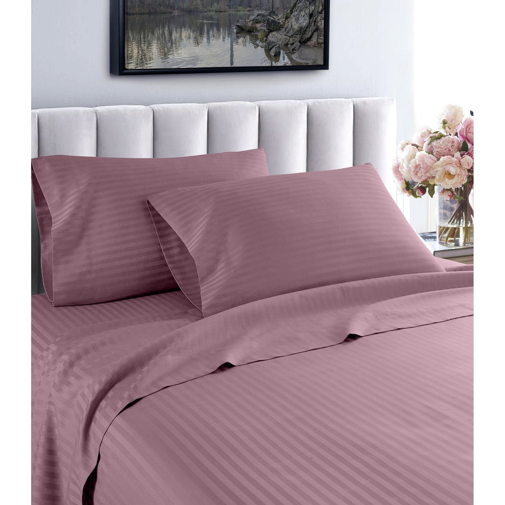 Parure de lit à rayures en coton égyptien 1 200 fils avec poche profonde Home Sweet Home Dream