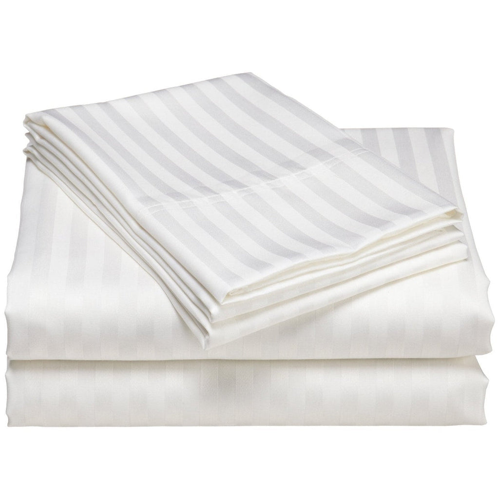 Parure de lit à rayures en coton égyptien 1 200 fils avec poche profonde Home Sweet Home Dream