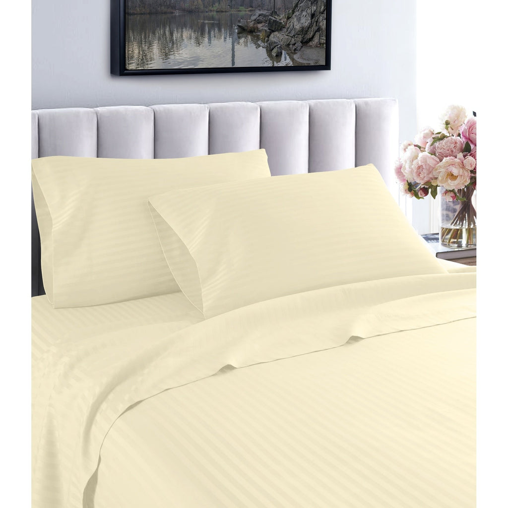 Parure de lit à rayures en coton égyptien 1 200 fils avec poche profonde Home Sweet Home Dream