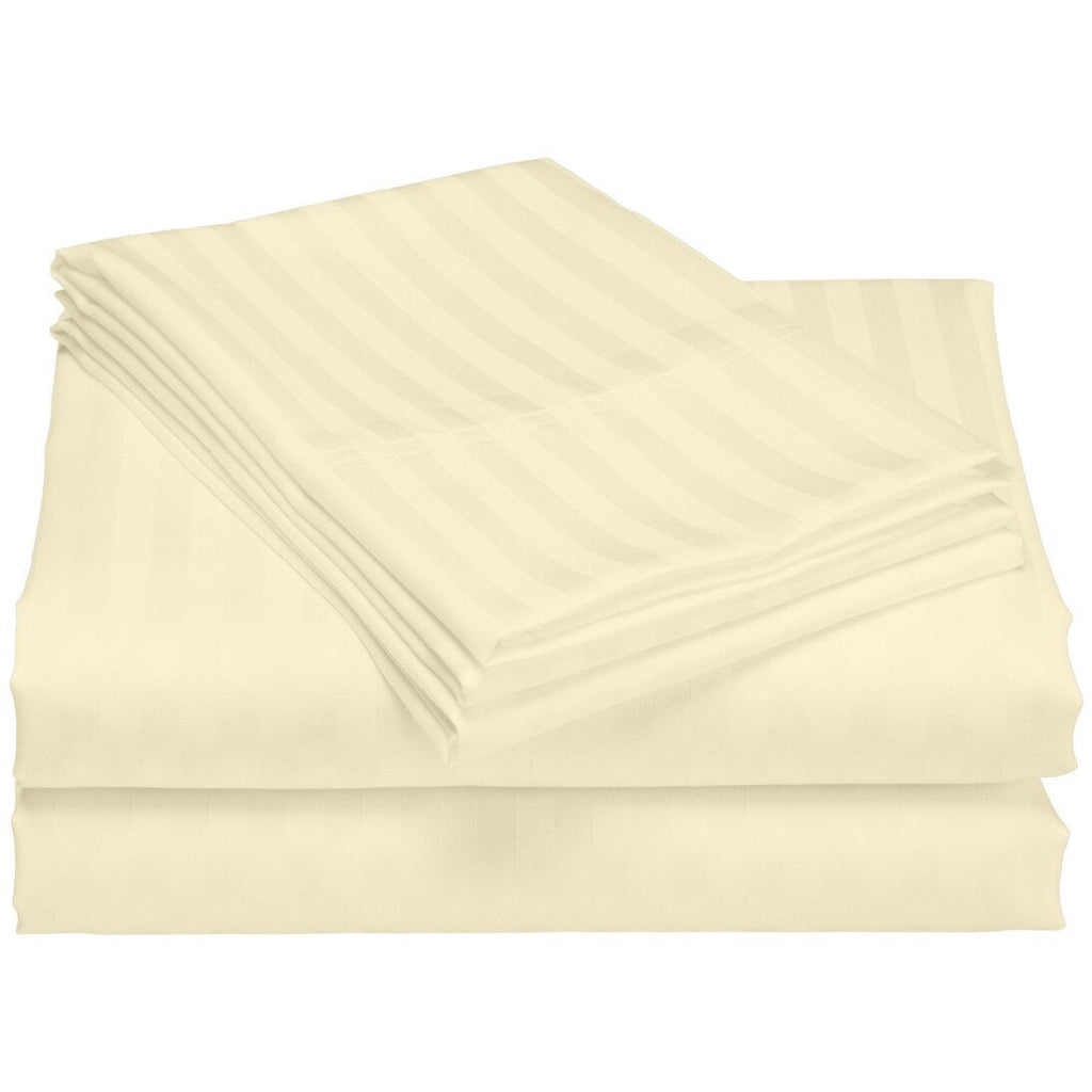 Parure de lit à rayures en coton égyptien 1 200 fils avec poche profonde Home Sweet Home Dream
