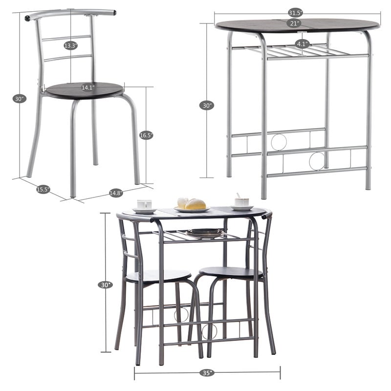 Ensemble bistrot 3 pièces en métal Porch &amp; Den Matomandy