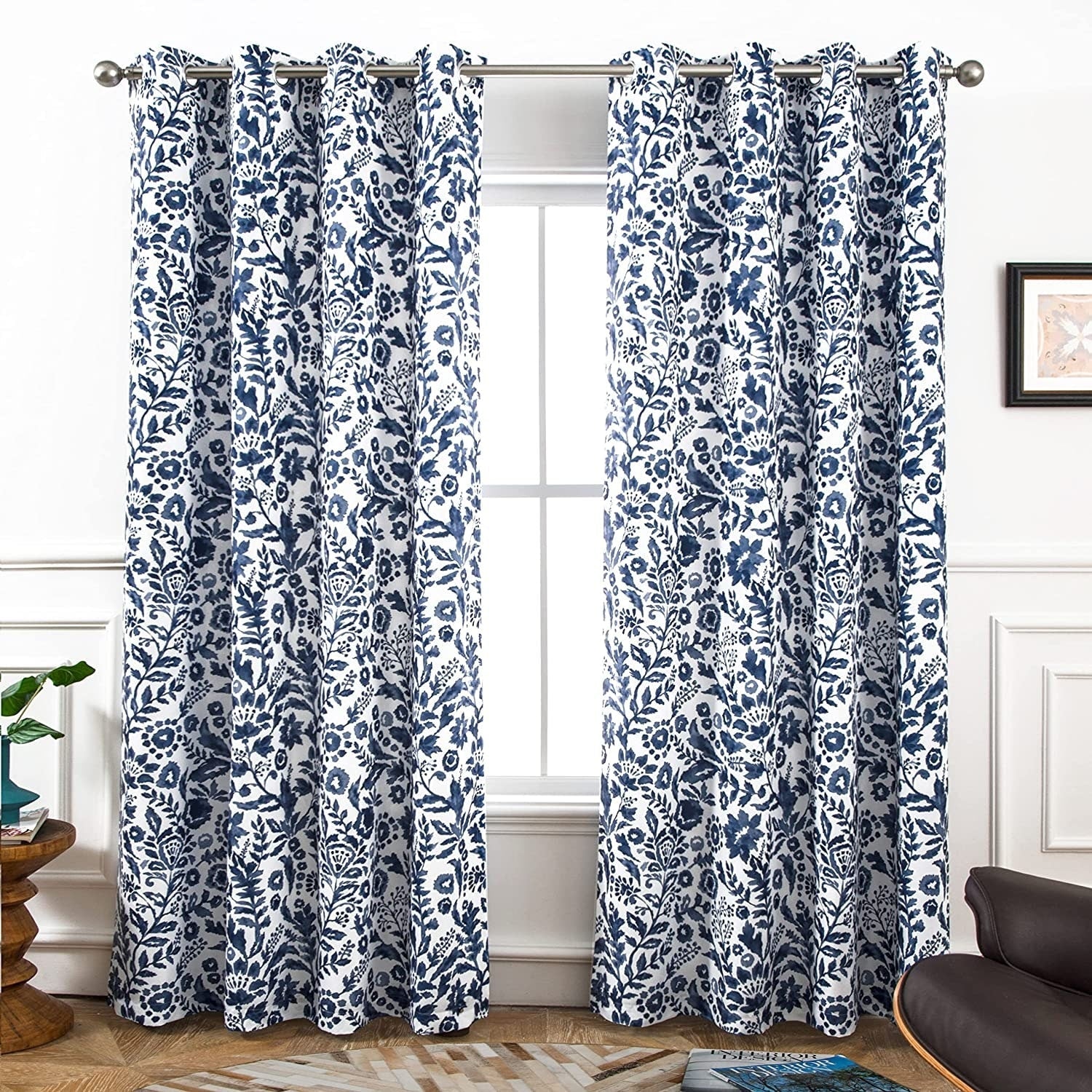 Paire de rideaux occultants doublés à motif floral aquarelle Porch &amp; Den Ouzel