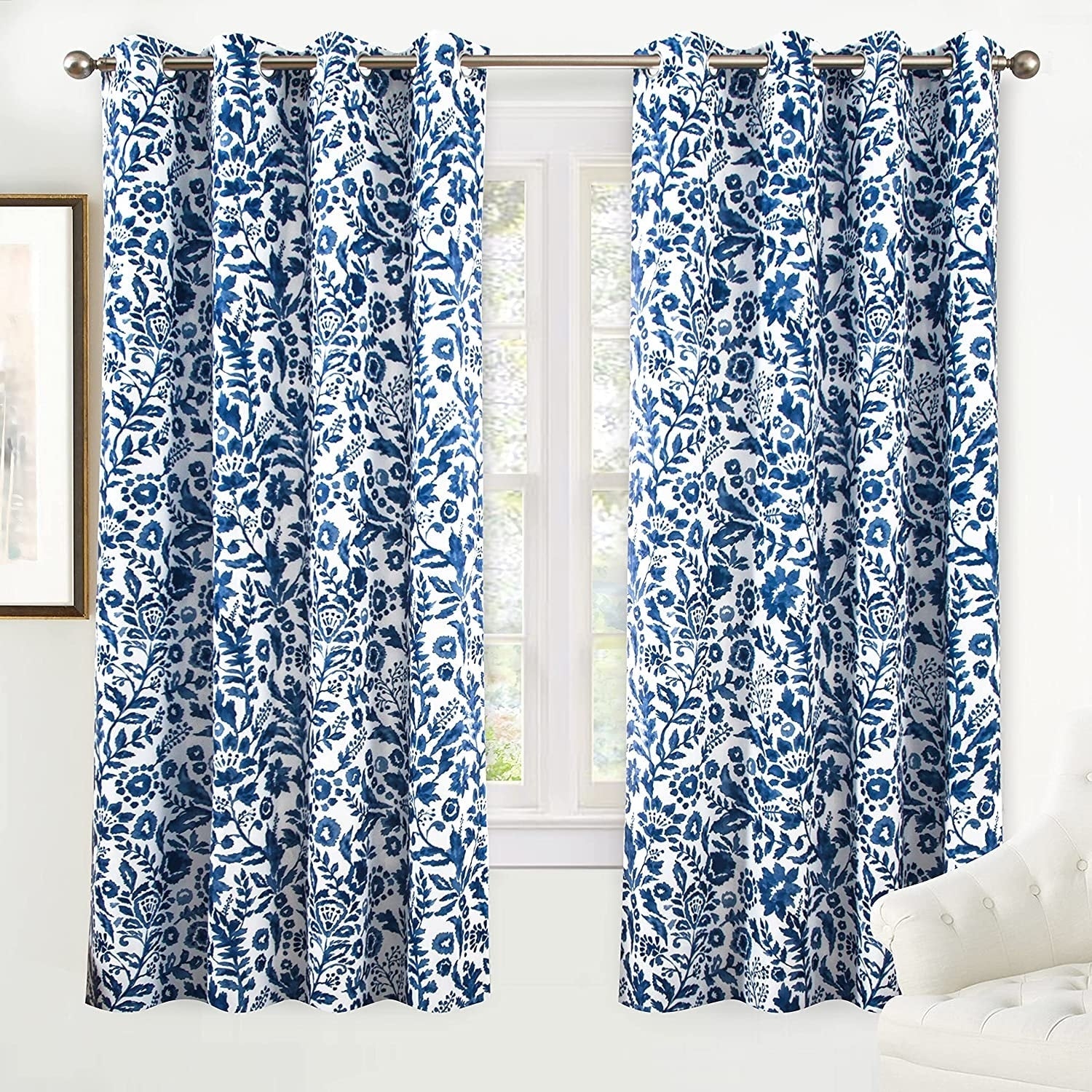 Paire de rideaux occultants doublés à motif floral aquarelle Porch &amp; Den Ouzel