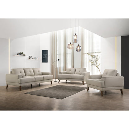 Canapé transitionnel Anzio en cuir pleine fleur, couleur crème, Porter Designs